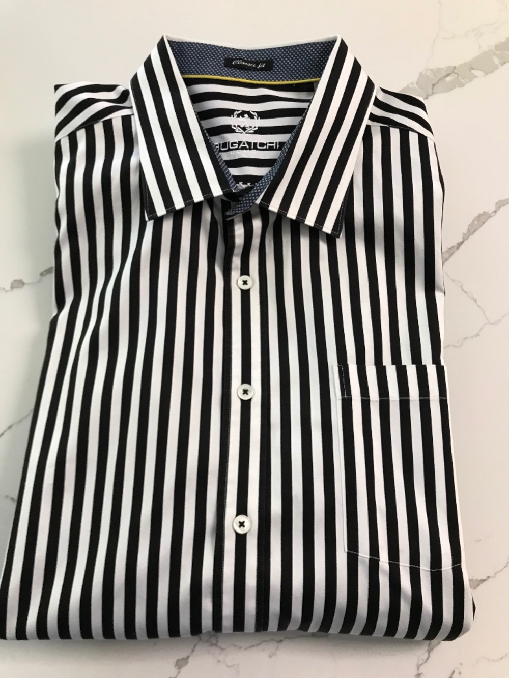 Bugatchi Uomo XXL 100% Cotton Sateen Black and White Stripe